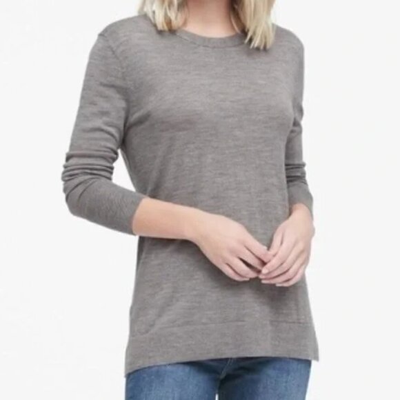 Banana Republic Gray Extra Fine Merino Wool Crewneck Sweater S - Picture 1 of 5